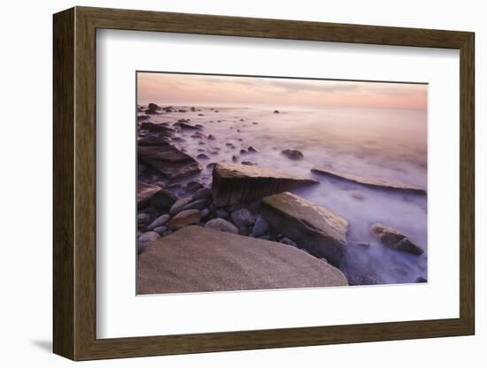 Waves Wash over the Rocks at Rye Harbor SP in Rye, New Hampshire-Jerry & Marcy Monkman-Framed Photographic Print