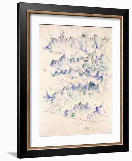 Waves. Wellen. Egon Schiele. Gouache and Pencil on Buff Paper, 1912-Egon Schiele-Framed Giclee Print