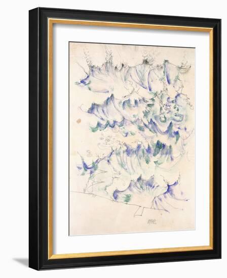 Waves. Wellen. Egon Schiele. Gouache and Pencil on Buff Paper, 1912-Egon Schiele-Framed Giclee Print