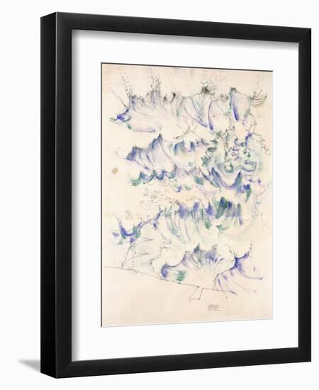 Waves. Wellen. Egon Schiele. Gouache and Pencil on Buff Paper, 1912-Egon Schiele-Framed Giclee Print