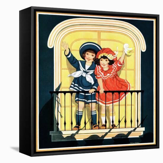 Waving at the Parade - Child Life-Hazel Frazee-Framed Premier Image Canvas