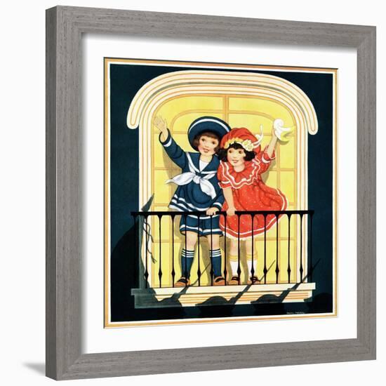 Waving at the Parade - Child Life-Hazel Frazee-Framed Giclee Print