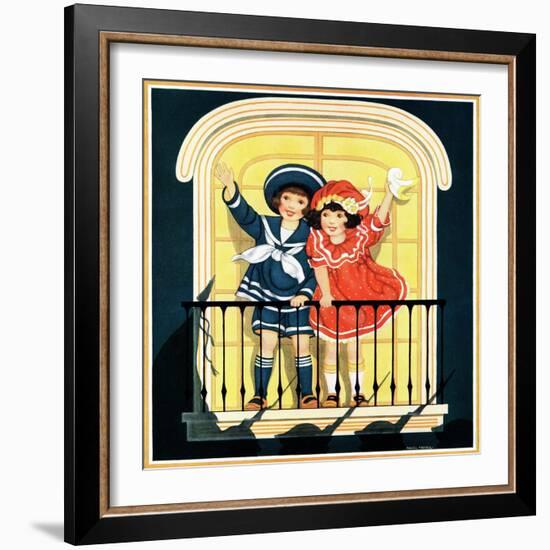 Waving at the Parade - Child Life-Hazel Frazee-Framed Giclee Print