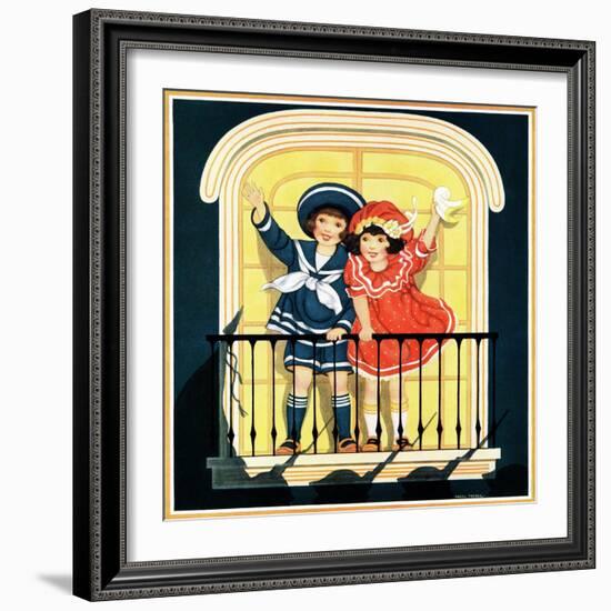 Waving at the Parade - Child Life-Hazel Frazee-Framed Giclee Print