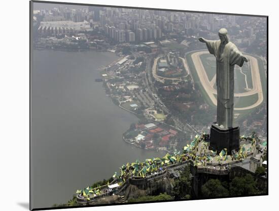Waving Flags in Rio De Janeiro after Brazil Was Officially Chosen by Fifa as Host of 2014 World Cup-null-Mounted Photographic Print