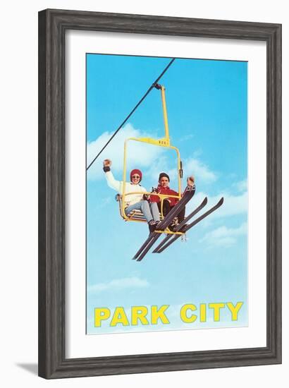 Waving from Ski Lift, Park City, Utah-null-Framed Art Print