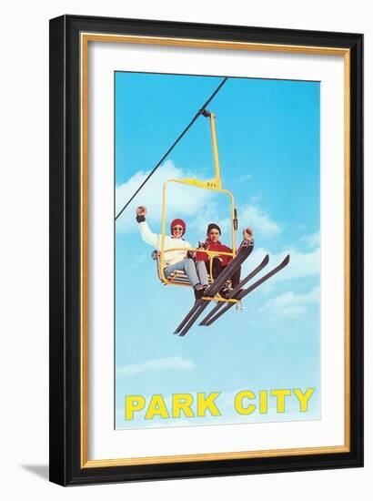 Waving from Ski Lift, Park City, Utah-null-Framed Art Print