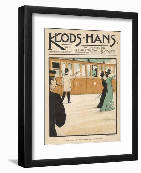 Waving Goodbye to Travellers on a Danish Railway Train-Paul Fischer-Framed Art Print