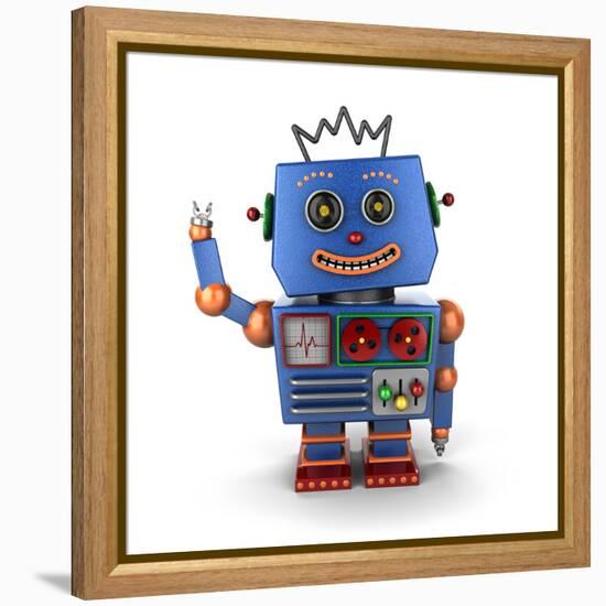 Waving Vintage Toy Robot-badboo-Framed Stretched Canvas