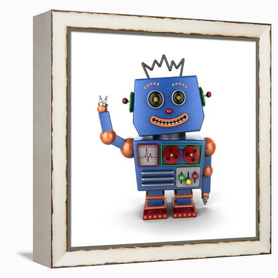 Waving Vintage Toy Robot-badboo-Framed Stretched Canvas