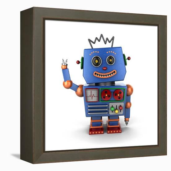 Waving Vintage Toy Robot-badboo-Framed Stretched Canvas