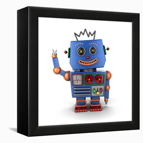 Waving Vintage Toy Robot-badboo-Framed Stretched Canvas