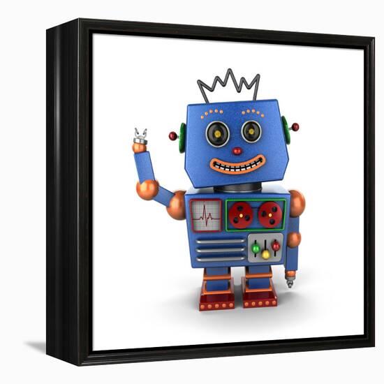 Waving Vintage Toy Robot-badboo-Framed Stretched Canvas
