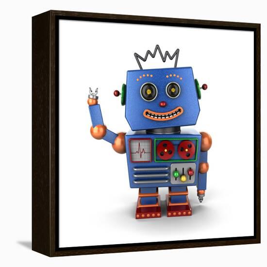 Waving Vintage Toy Robot-badboo-Framed Stretched Canvas