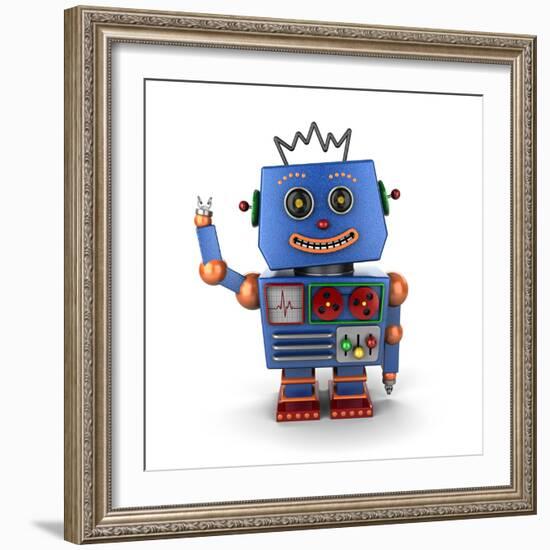 Waving Vintage Toy Robot-badboo-Framed Premium Giclee Print