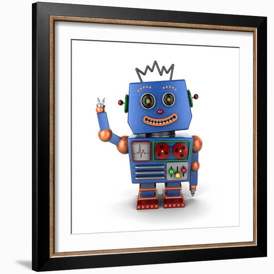 Waving Vintage Toy Robot-badboo-Framed Premium Giclee Print