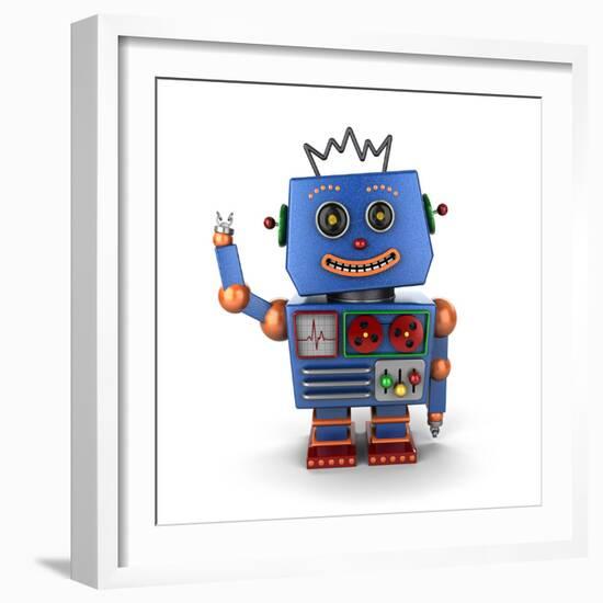 Waving Vintage Toy Robot-badboo-Framed Premium Giclee Print