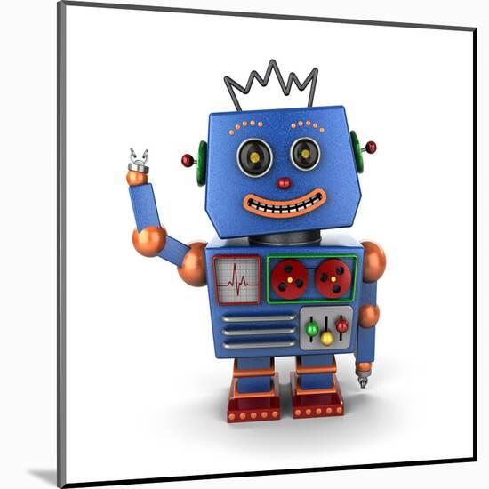 Waving Vintage Toy Robot-badboo-Mounted Art Print