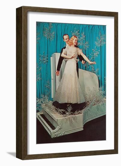 Waxwork Fred and Ginger on Piano-null-Framed Art Print