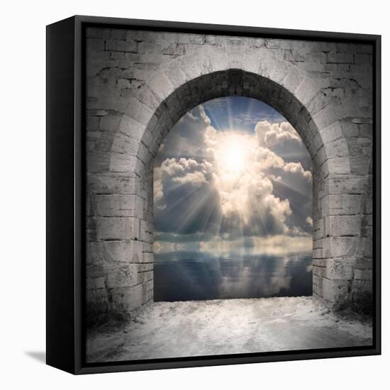 Way To New World. New Life Concept - Light Over Water-Kletr-Framed Stretched Canvas
