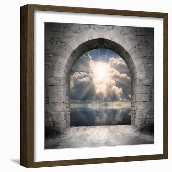 Way To New World. New Life Concept - Light Over Water-Kletr-Framed Art Print