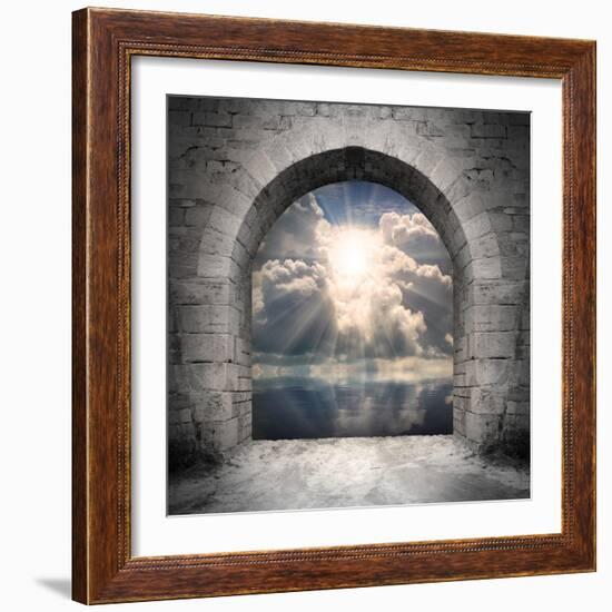 Way To New World. New Life Concept - Light Over Water-Kletr-Framed Art Print