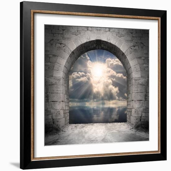 Way To New World. New Life Concept - Light Over Water-Kletr-Framed Art Print