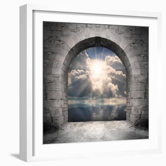 Way To New World. New Life Concept - Light Over Water-Kletr-Framed Art Print