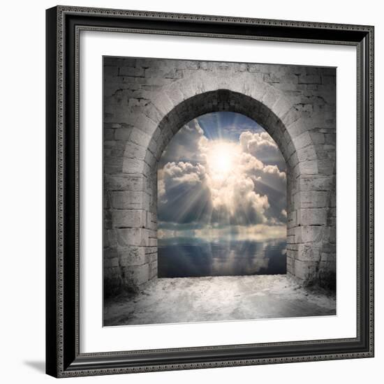 Way To New World. New Life Concept - Light Over Water-Kletr-Framed Art Print