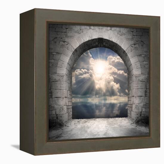 Way To New World. New Life Concept - Light Over Water-Kletr-Framed Stretched Canvas