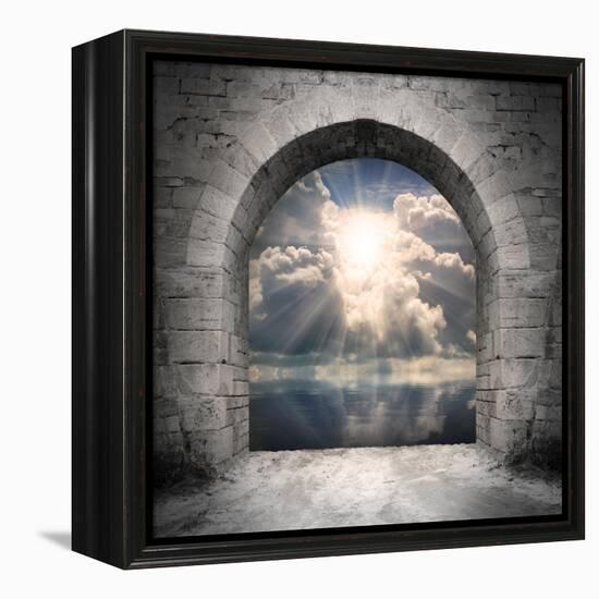 Way To New World. New Life Concept - Light Over Water-Kletr-Framed Stretched Canvas
