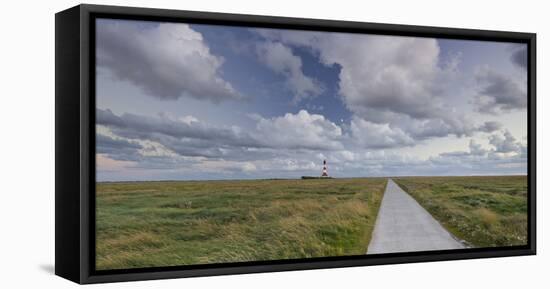 Way to the Lighthouse of Westerhever (Municipality), Schleswig-Holstein, Germany-Rainer Mirau-Framed Premier Image Canvas