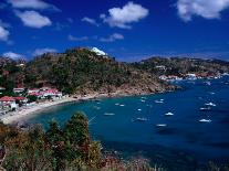 Boats in Bay, Corrossol Bay, St. Barts-Wayne Walton-Framed Premier Image Canvas