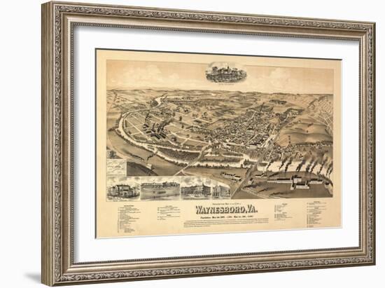 Waynesboro, Virginia - Panoramic Map-Lantern Press-Framed Art Print