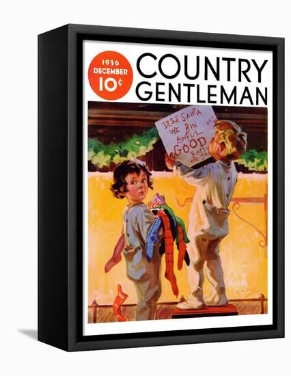 "We Bin Awful Good," Country Gentleman Cover, December 1, 1936-Henry Hintermeister-Framed Premier Image Canvas