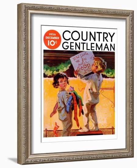 "We Bin Awful Good," Country Gentleman Cover, December 1, 1936-Henry Hintermeister-Framed Giclee Print