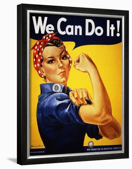 We Can Do It! (Rosie the Riveter)-J. Howard Miller-Framed Art Print