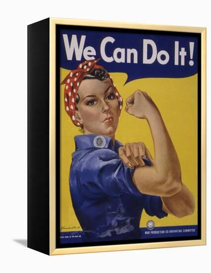 We Can Do It!' World War 2 Poster Boosting Morale of American Women Contributing to the War Effort-null-Framed Stretched Canvas