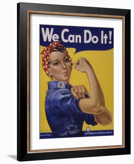 We Can Do It!' World War 2 Poster Boosting Morale of American Women Contributing to the War Effort-null-Framed Art Print