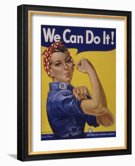 We Can Do It!' World War 2 Poster Boosting Morale of American Women Contributing to the War Effort-null-Framed Art Print