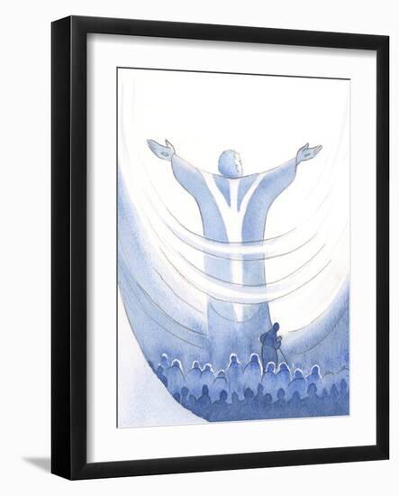 We Can Unite All Our Intentions with Christ's Powerful Prayer at Mass, Hiding behind His Robe, Trus-Elizabeth Wang-Framed Giclee Print