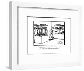 "We just need your e-mail address so we can e-mail you all day every day f..." - New Yorker Cartoon-Bruce Eric Kaplan-Framed Premium Giclee Print
