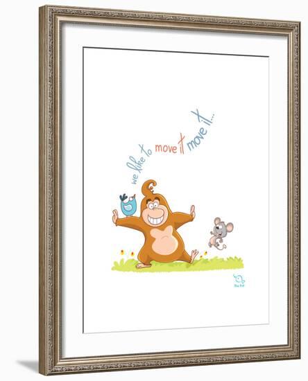 We Like to Move It-Blue Fish-Framed Art Print