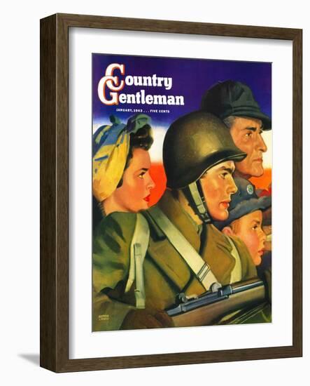 "We're All Important Now," Country Gentleman Cover, January 1, 1943-Andrew Loomis-Framed Giclee Print