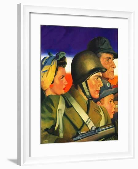 "We're All Important Now,"January 1, 1943-Andrew Loomis-Framed Giclee Print