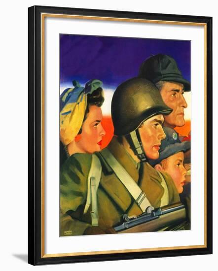 "We're All Important Now,"January 1, 1943-Andrew Loomis-Framed Giclee Print