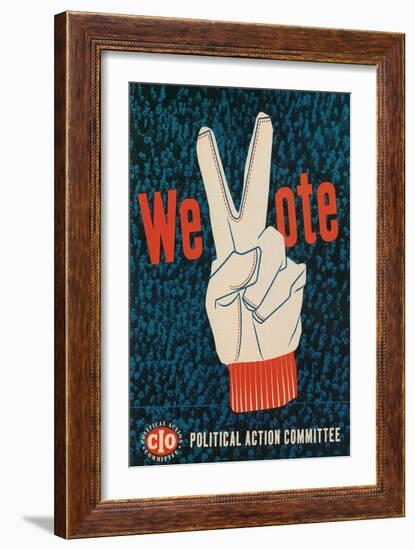 We Vote, Glove with V Sign-null-Framed Art Print