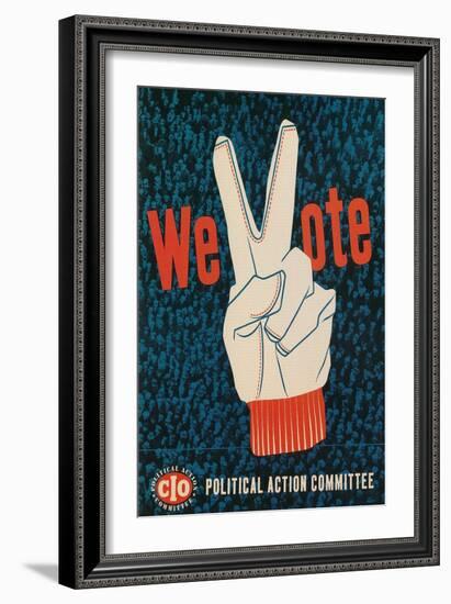 We Vote, Glove with V Sign-null-Framed Art Print