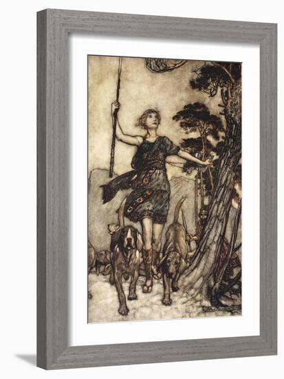 We Will, Fair Queen, Up to the Mountain's Top, and Mark the Musical Confusion of Hounds-Arthur Rackham-Framed Giclee Print