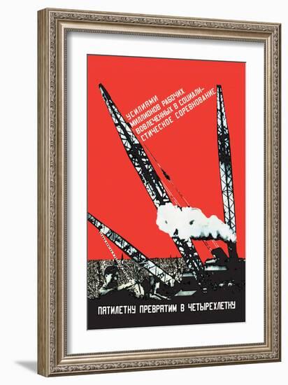 We Will Turn the Five-Year Plan into a Four-Year Plan-Gustav Klutsis-Framed Art Print